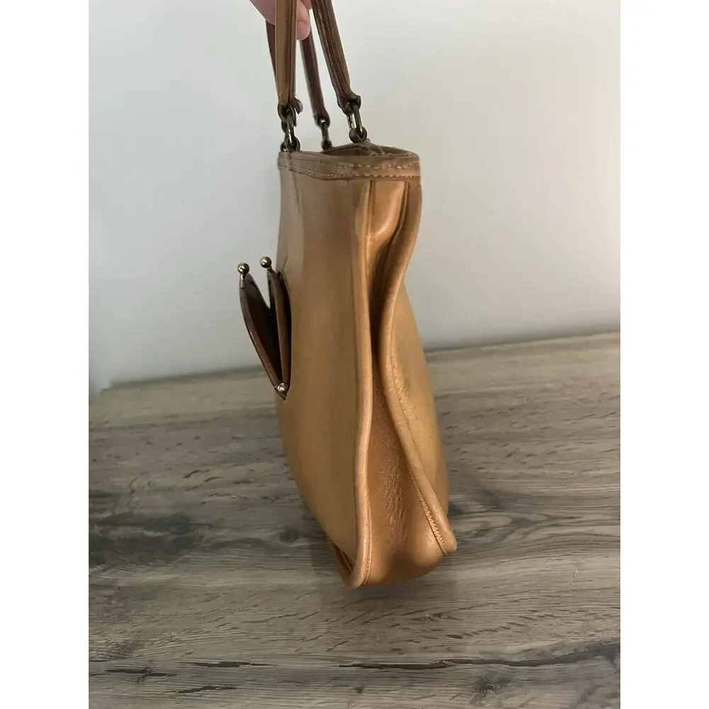 Vintage Coach Bonnie Cashin Watermelon Kisslock Tote Talon Zip Bag 0497 Tan